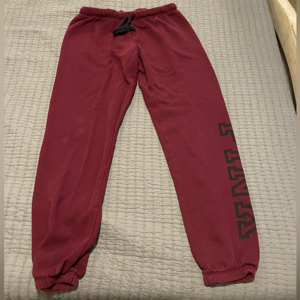 PINK Victoria’s Secret Maroon Fleece Jogger Style Sweatpants